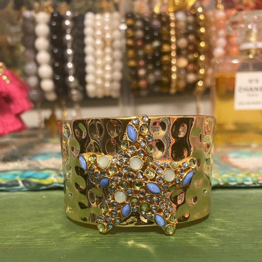 Lilly Pulitzer Gold Starfish Cuff Bracelet.